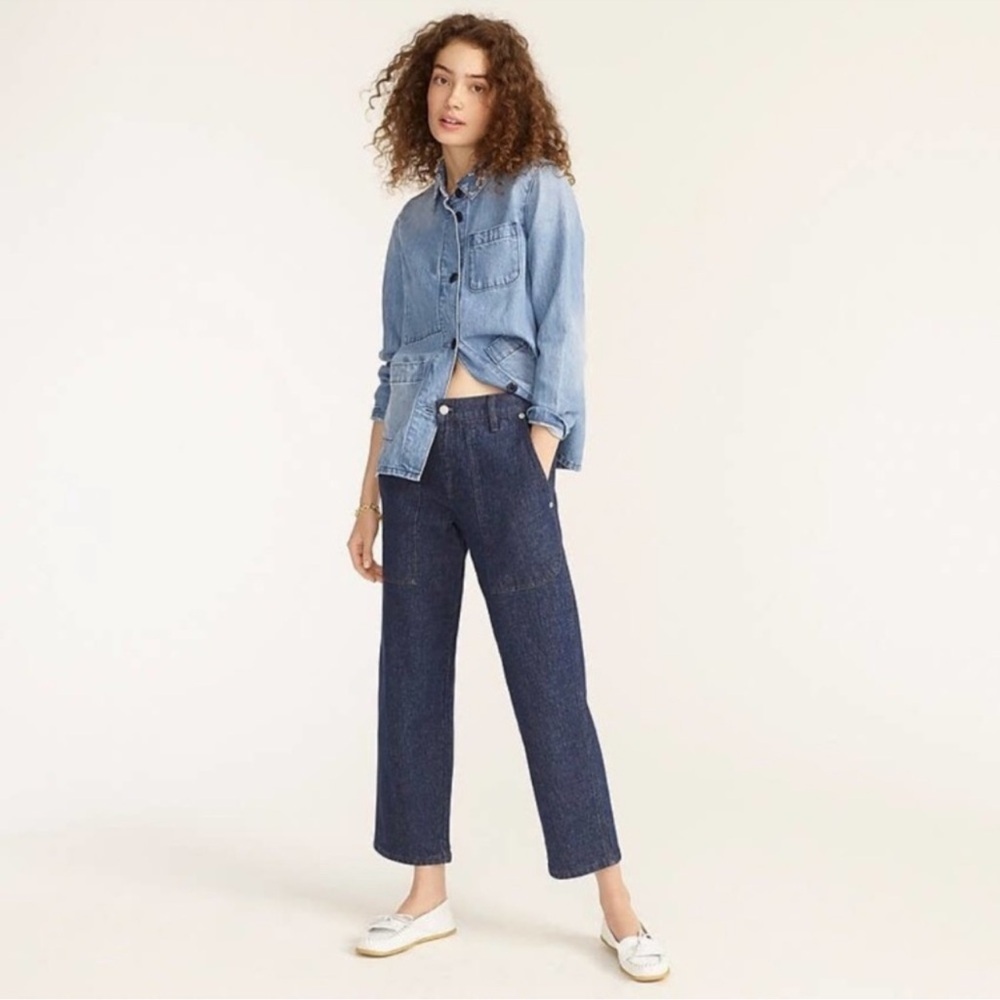 J. Crew High Rise Straight Leg Patch Pocket Jeans In Indigo